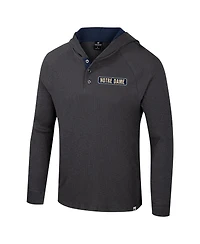 Colosseum Men's Charcoal Notre Dame Fighting Irish Dujour Raglan Long Sleeve Henley Hoodie T-Shirt