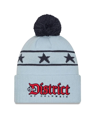New Era Men's Light Blue Washington Wizards 2024/25 City Edition Cuffed with Pom Knit Hat