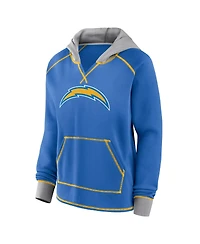 Logo Athletic Women's Powder Blue Los Angeles Chargers Boom Fleece Pullover V-Neck Hoodie