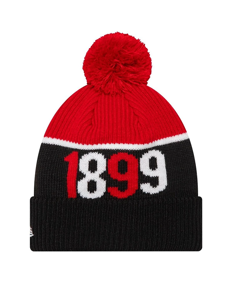 New Era Men's Black Ac Milan Sport Cuffed with Pom Knit Hat