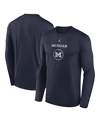 Jordan Men's Navy Michigan Wolverines 2024 On-Court Basketball Practice Legend Performance Long Sleeve T-Shirt