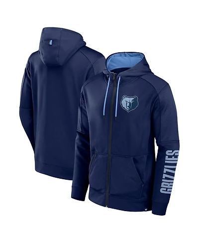Fanatics Men's Navy Memphis Grizzlies Baller Defender Performance Full-Zip Hoodie