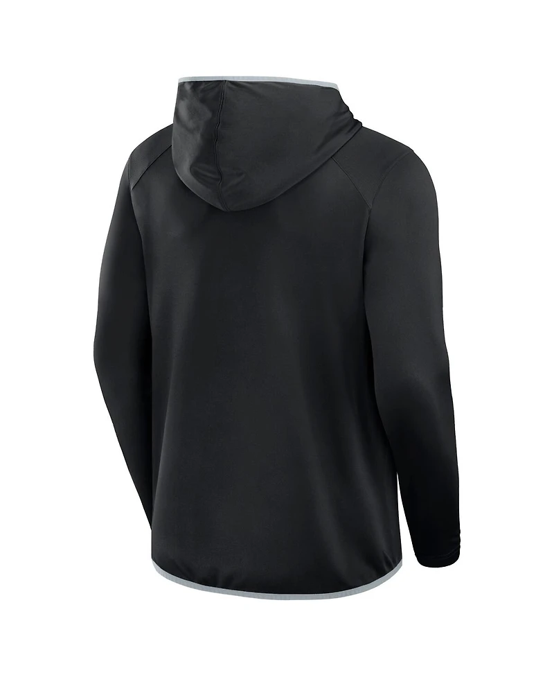 Fanatics Men's Black Las Vegas Raiders Transitional Defender Hoodie Long Sleeve T-Shirt