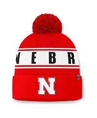 Top of the World Men's Scarlet Nebraska Huskers Slash Cuffed with Pom Knit Hat