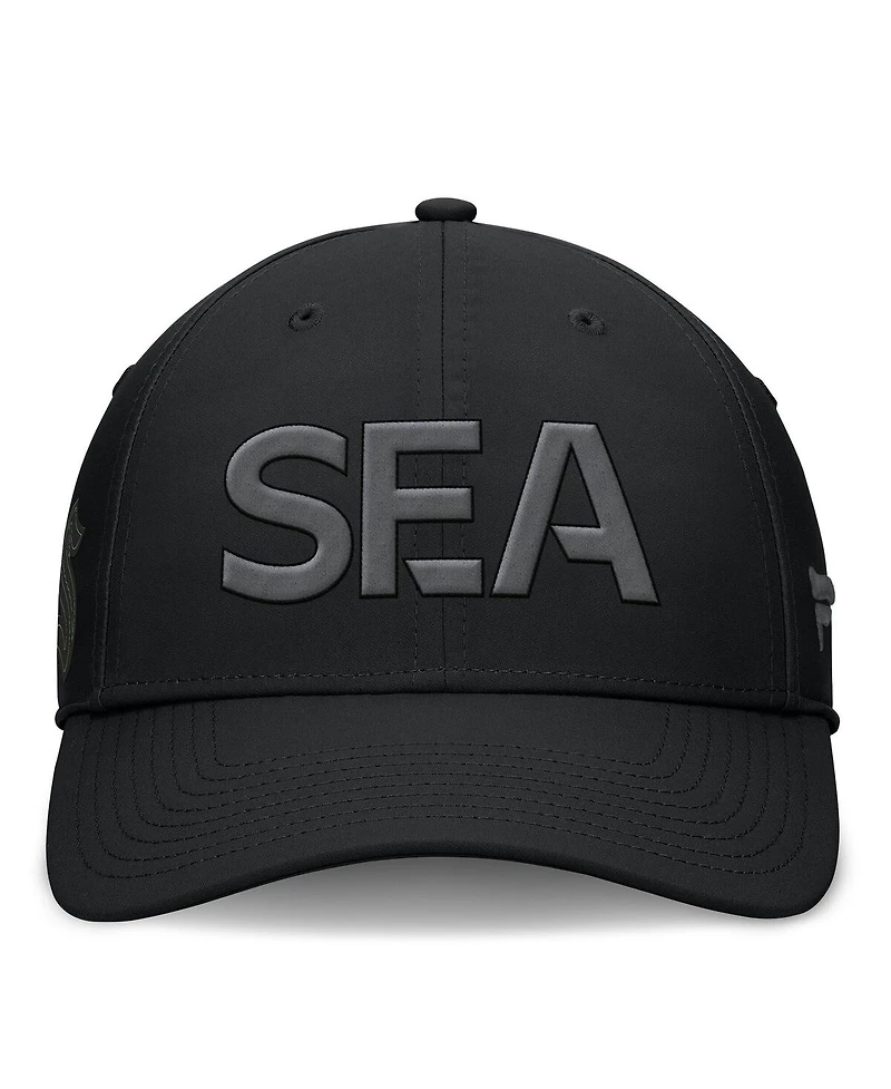 Fanatics Men's Black Seattle Kraken Authentic Pro Road Team Code Side Patch Flex Hat