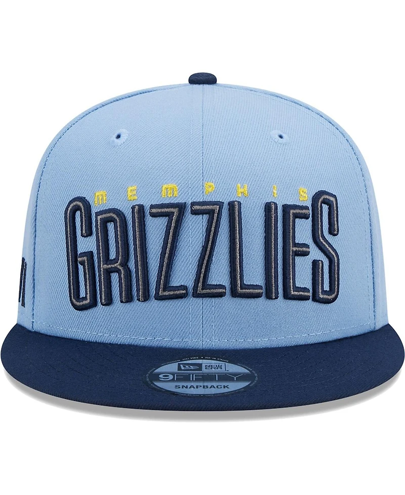 New Era Men's Light Blue Memphis Grizzlies/Navy Jersey Hook Statement Edition 9FIFTY Snapback Hat