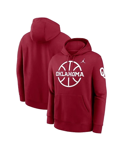Jordan Men's Crimson Oklahoma Sooners Basketball Icon Club Fleece Pullover Hoodie