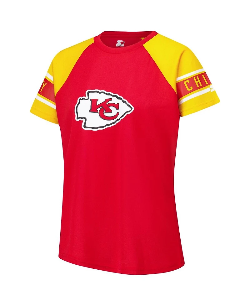 Starter Women's Red Kansas City Chiefs 1st Rounder Color Block Raglan Top