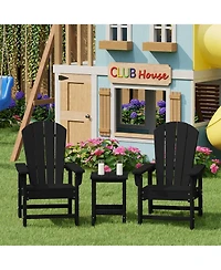 Kids 3-Piece Outdoor Hdpe Adirondack Chairs With Square Side Table Set