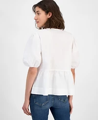 Nautica Jeans Women's Cotton Bow-Front Peplum Top