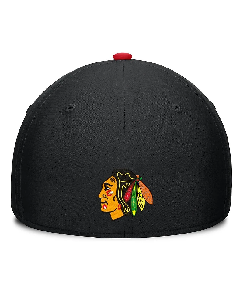 Fanatics Men's Black/Red Chicago Blackhawks Authentic Pro Rink Team Code Flex Hat