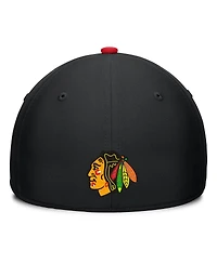 Fanatics Men's Black/Red Chicago Blackhawks Authentic Pro Rink Team Code Flex Hat