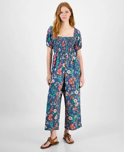 Tommy Hilfiger Women's Square-Neck Smocked Jumpsuit