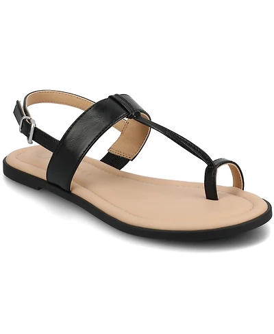 Journee Collection Women's Gerra T Strap Toe Ring Flat Sandals