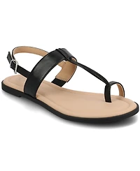 Journee Collection Women's Gerra T Strap Toe Ring Flat Sandals