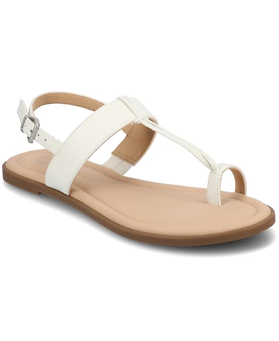 Journee Collection Women's Gerra T Strap Toe Ring Flat Sandals