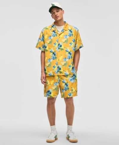 Mode Of One Mens Blurred Floral Relaxed Fit Shiny Twill Camp Shirt Relaxed Fit 6 1 2 Shiny Twill Shorts Exclusively At Macys