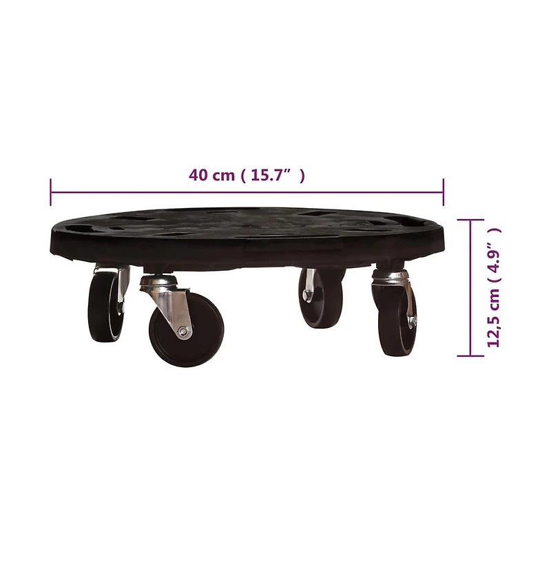 Plant Trolley with Wheels Diameter 15.7" Black 606.3 lb