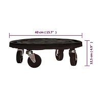 Plant Trolley with Wheels Diameter 15.7" Black 606.3 lb