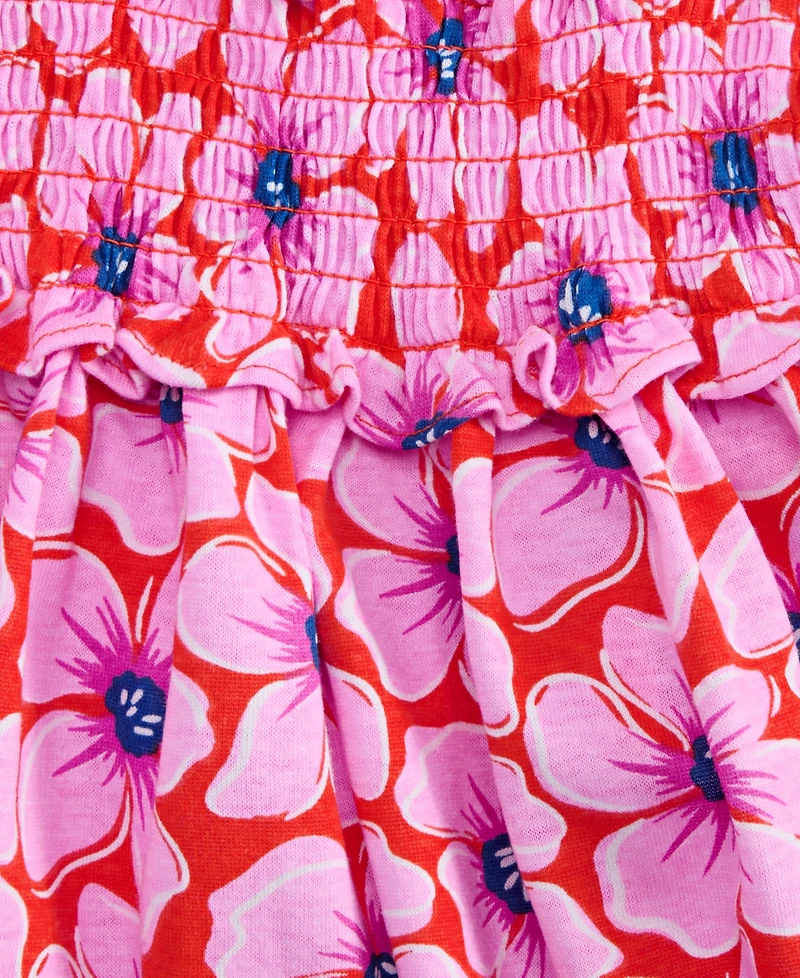 Big Girl Floral Smocked Jersey Cotton Dress, Exclusively at Macy's