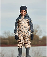Deux par Deux Toddler Boys Printed Mid-Season One-Piece Outerwear Black Dinosaur On Beige Background - Toddler|Child