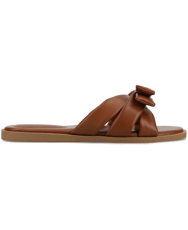 Journee Collection Women's Prylin Bow Slide Flat Sandals