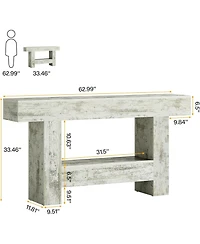 Tribesigns 63-Inch Long Console Table, Farmhouse Entryway Table with Storage, Rustic Wood Sofa Table Behind Couch Table, Distressed White
