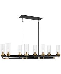 Possini Euro Design Gregory 39 1/4" Mid Century Modern Chandelier Ceiling Light Fixture Dining Room Over Table Kitchen Island 8-Light Black Gold