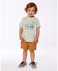 Deux par Deux Baby Boys Short Sleeve Organic Cotton Graphic Tee Sage And Multi