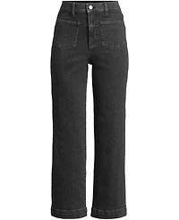 Lands' End Women's Soft Denim High Rise Wide Leg Patch Pocket Crop Jeans