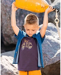 Deux par Deux Toddler Boys Organic Cotton Tee Dark Gray And Multicolored Vespa - Toddler|Child