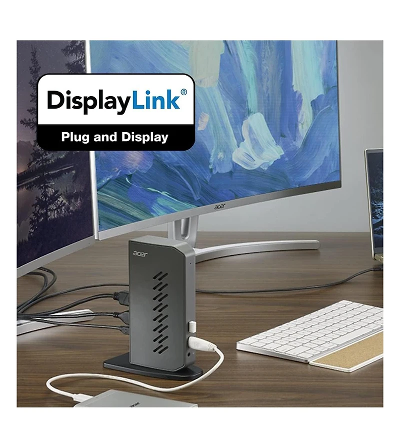 acer U301 Usb 3.0 Dock for Windows | 2 x Hdmi ports | 2 Usb 3.1 Gen 1 ports | 4 Usb 2.0 Ports | Gigabit Ethernet | Requires One Usb 3.1 Type A or Usb