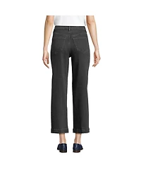 Lands' End Women's Soft Denim High Rise Wide Leg Patch Pocket Crop Jeans