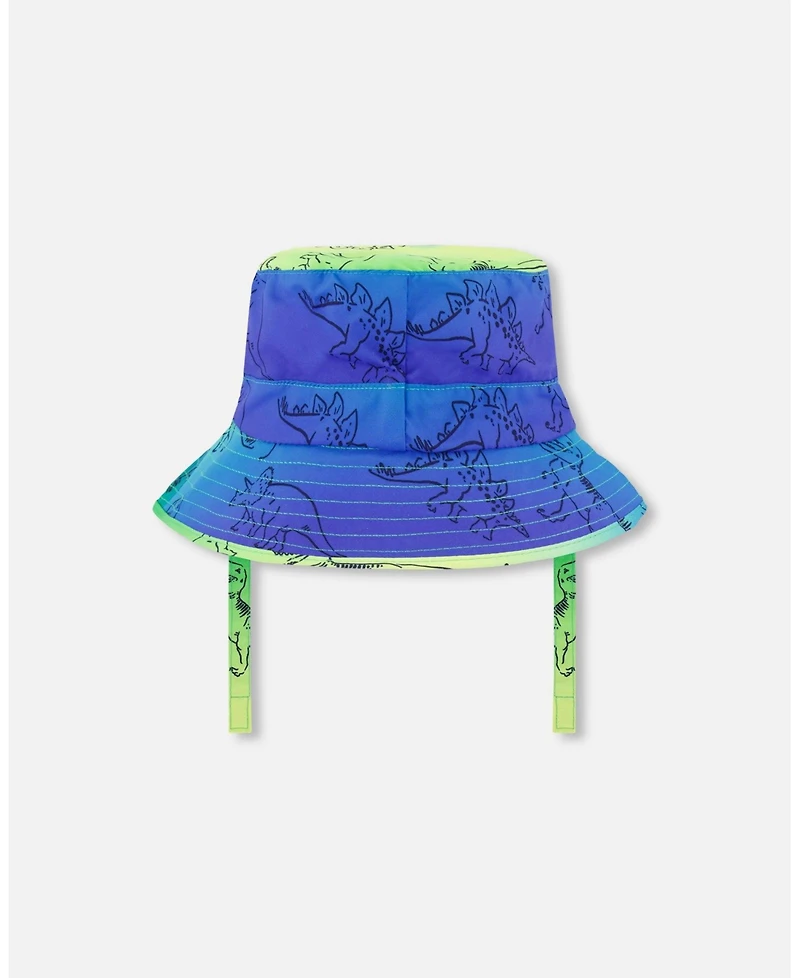 Deux par Deux Baby Boys Printed Beach Hat Vibrant Blue And Green Dino