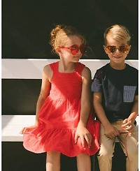 Deux par Deux Toddler Girls Multi-Tiered Eyelet Dress Red - Toddler|Child