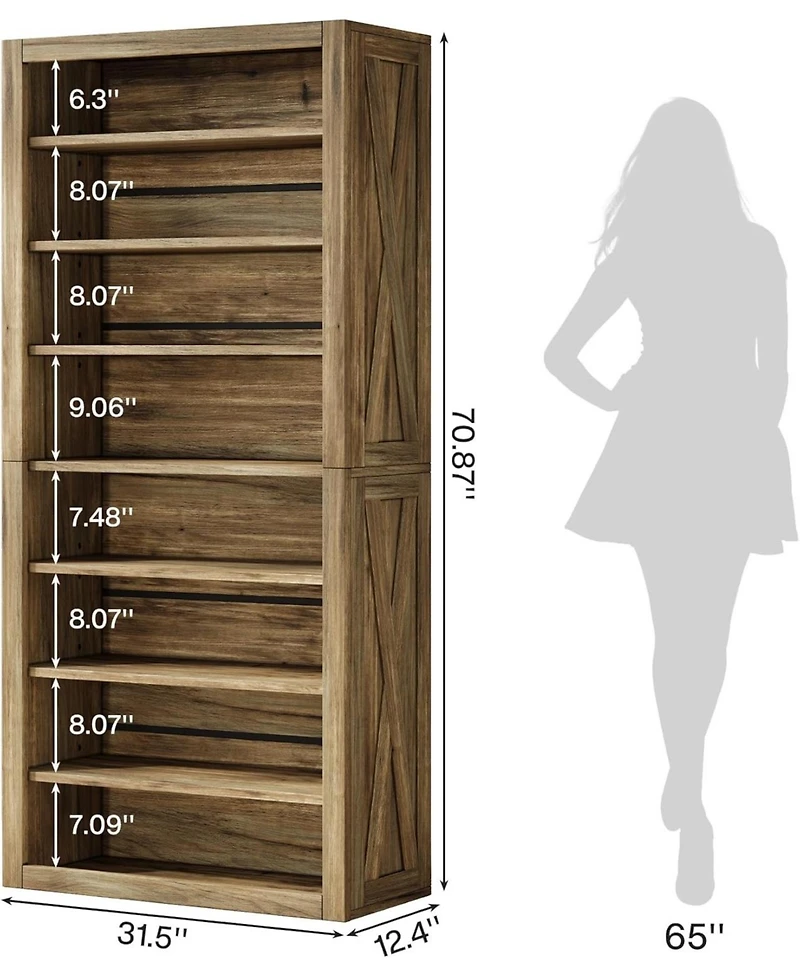 Tribesigns 71" Tall Shoe Cabinet, Large Wood Freestanding Shoe Storage Organizer for 32-36 Pairs, 8-Tier Vertical Shoe Rack with Adjustable Shelves fo