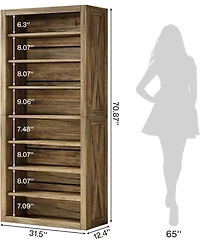 Tribesigns 71" Tall Shoe Cabinet, Large Wood Freestanding Shoe Storage Organizer for 32-36 Pairs, 8-Tier Vertical Shoe Rack with Adjustable Shelves fo