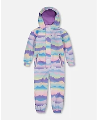 Deux par Deux Kids Unisex Printed Mid-Season One-Piece Outerwear Mauve And Blue, Pink Mountain - Toddler|Child