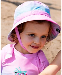 Deux par Deux Baby Girls Printed Beach Sun Hat Pink, Orange, And Turquoise