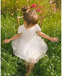 Deux par Deux Big Girls Bi-Material Dress With Glitter Hearts Skirt Snow White