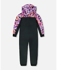 Deux par Deux Toddler Girls Mid-Season One-Piece Outerwear Black With Pink And Orange Flowers - Toddler|Child