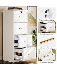 Tribesigns 4-Drawer File Cabinet, Vertical Filing Cabinet with Lock, Wood Storage Cabinet for Home Office,Locable File Cabinet for A4/F4/Letter/Legal