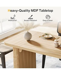 Tribesigns Farmhouse Dining Table for 4-6 People, 62-Inch Modern Kitchen Table with Double Robust Pedestal, Wooden Dinner Table(Only Table)
