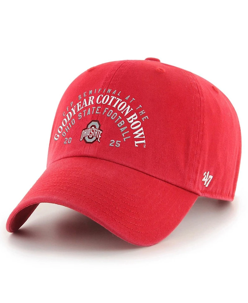 '47 Brand Men's Scarlet Ohio State Buckeyes College Football Playoff 2025 Cotton Bowl Clean Up Adjustable Hat