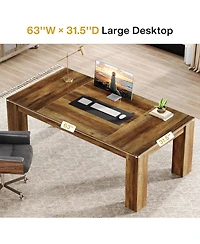 Tribesigns 63-Inch Executive Desk, Large Office Computer Desk, Simple Workstation Writing Table Study Table for Home Office, Rustic Brown