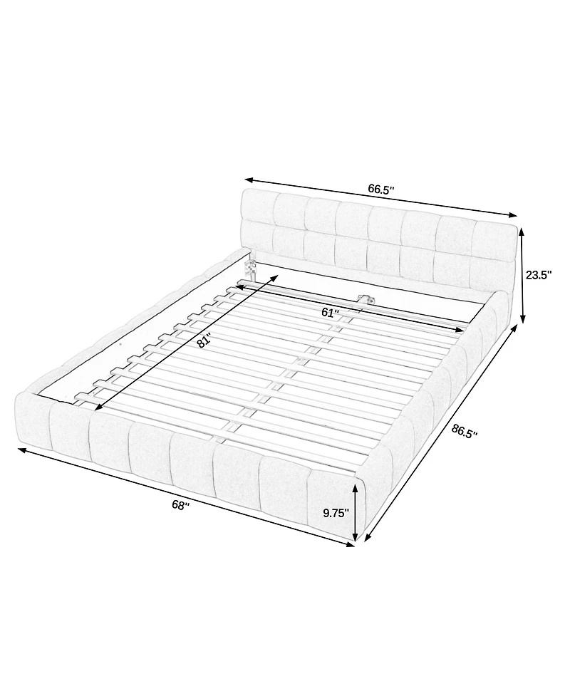Low Profile Chenille Upholstered Platform Bed – Soft Fabric Frame with Durable Wooden Slats