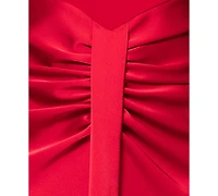 Betsy & Adam Women's Ruched Halter Gown
