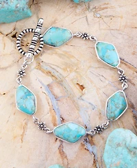 Barse Blue Turquoise and Sterling Kite Linked Bracelet