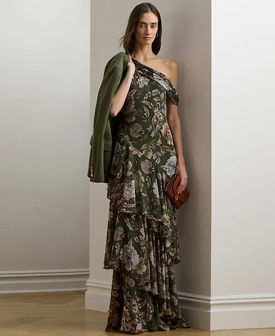 Lauren Ralph Lauren Women's Floral Georgette One-Shoulder Gown