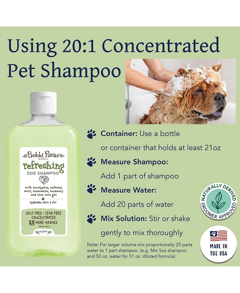 Bobbi Panter (Botanical) Refreshing Dog Shampoo Eucalyptus Oil, Mint Oil, Oil Oat, Chamomile, Rosemary, Aloe Vera